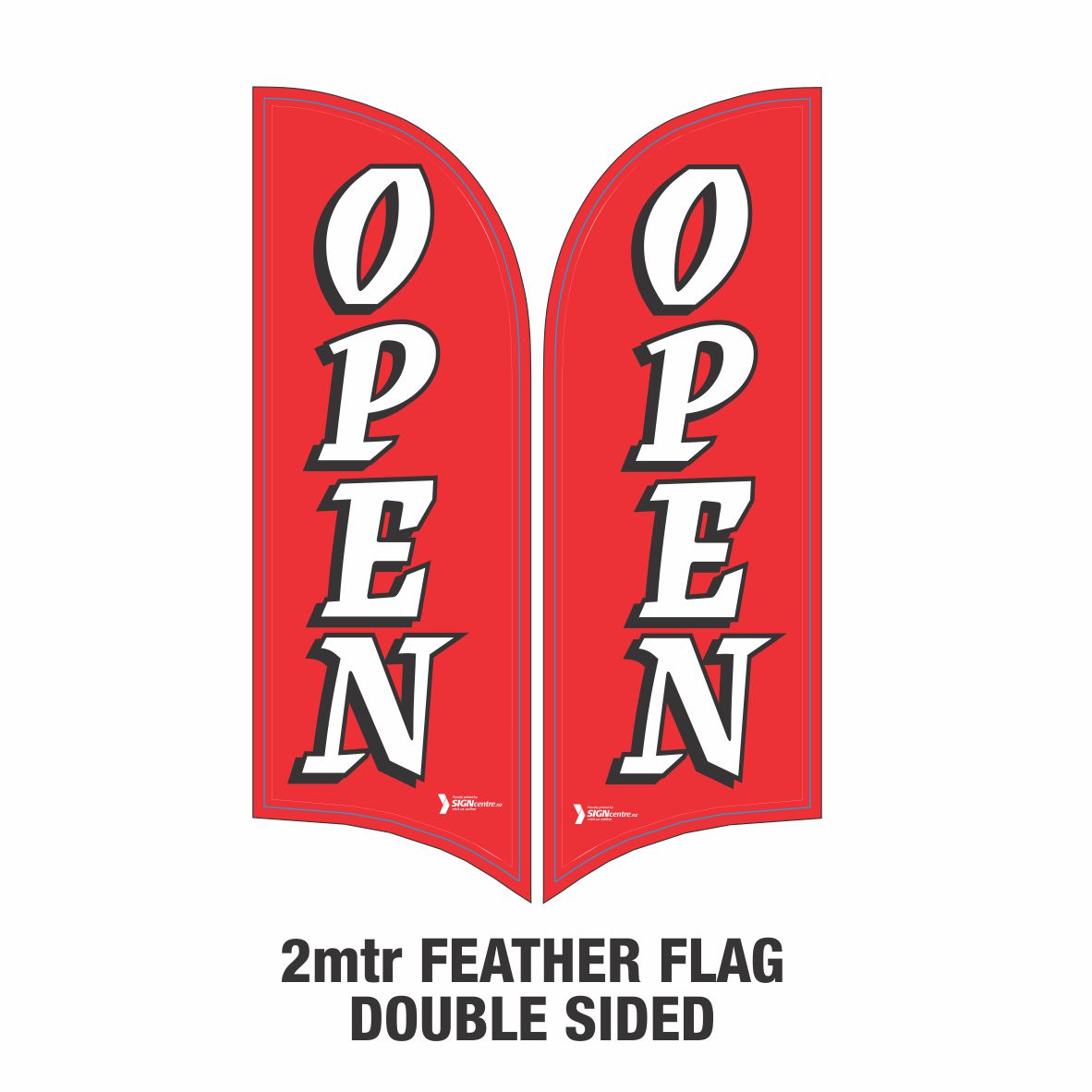OPEN-FEATHER-FLAG-BANNER-2MTR-double-SIDED-SIGN-CENTRE-TAURANGA