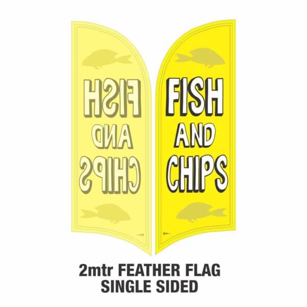 FISH & CHIPS-2mtr FEATHER FLAG/ BANNER-SINGLE SIDED-Hardware sold separately