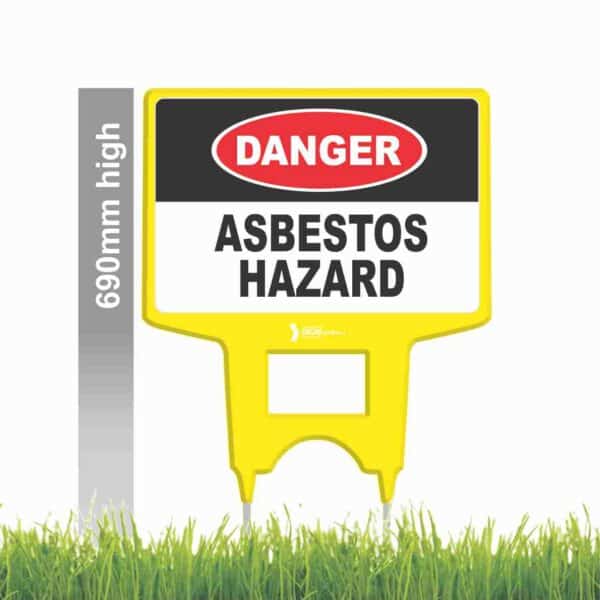 "ASBESTOS HAZARD" SELMAX / ADMAX SIGN HOLDER complete with double sided signage