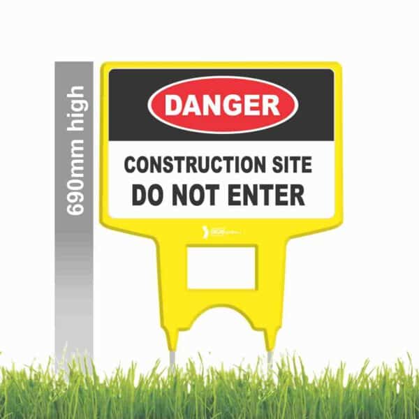 "CONSTRUCTION SITE" SELMAX / ADMAX SIGN HOLDER complete with double sided signage
