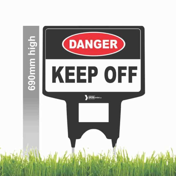 "KEEP OUT" SELMAX / ADMAX SIGN HOLDER complete with double sided sign.